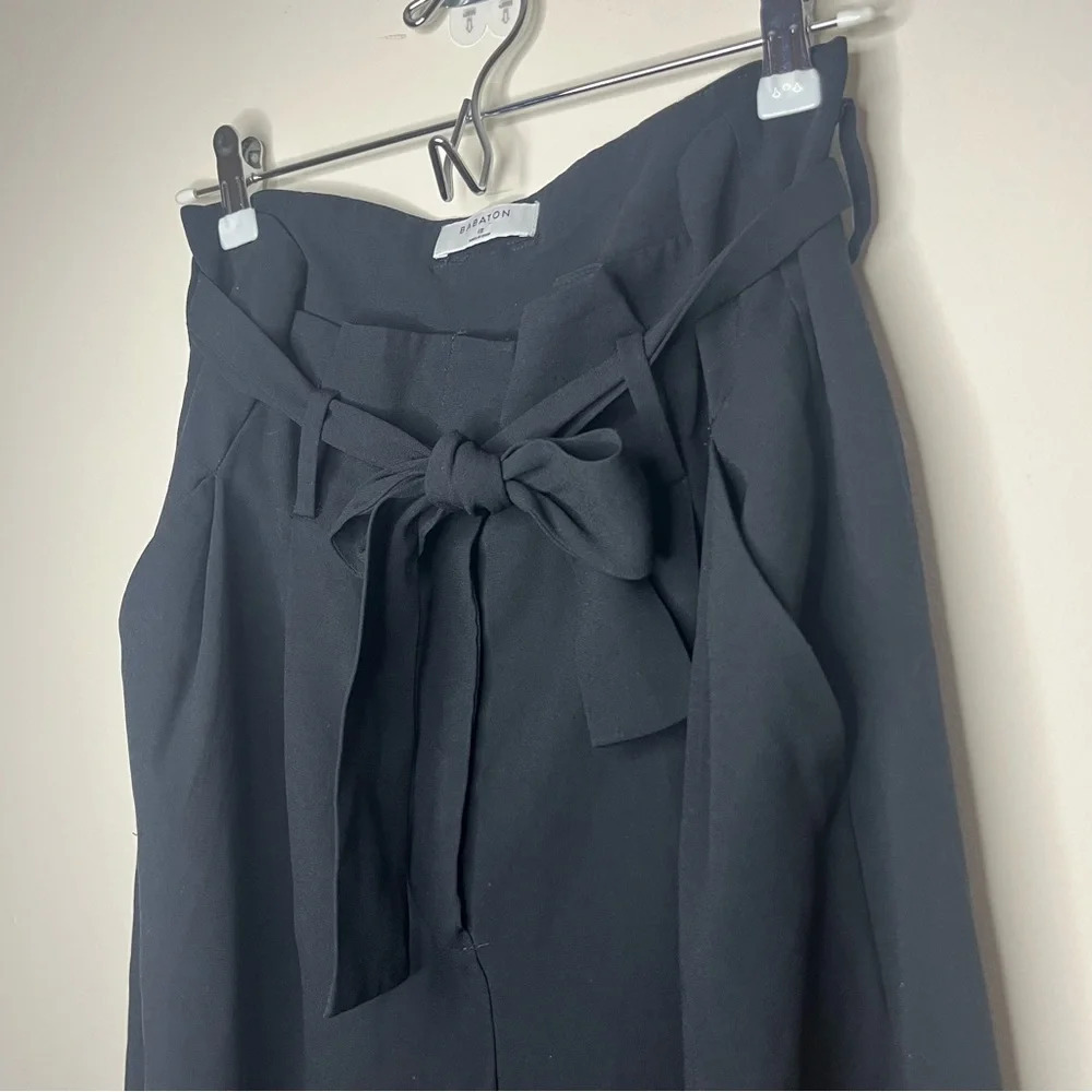 ARITZIA BABATON Linnea Belted Pleated Black Cropped Trousers Pants - Picture 4 of 10
